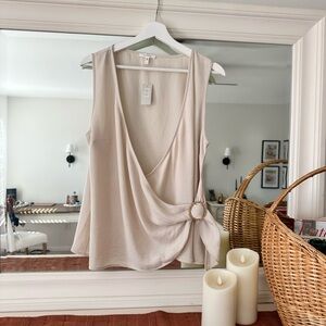 Maurices Cream Draped Ring-Accent Sleeveless Camisole